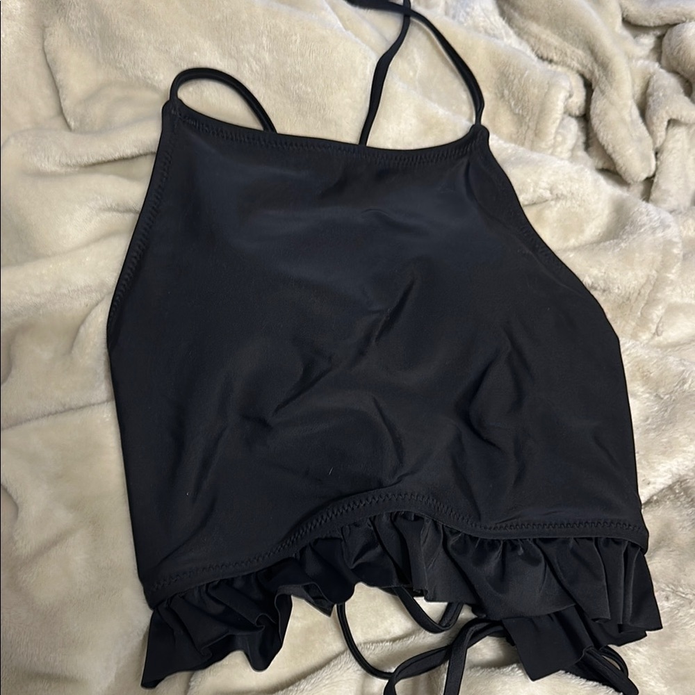 Cupshe ruffled tankini lightly padded with cross cross tie in back